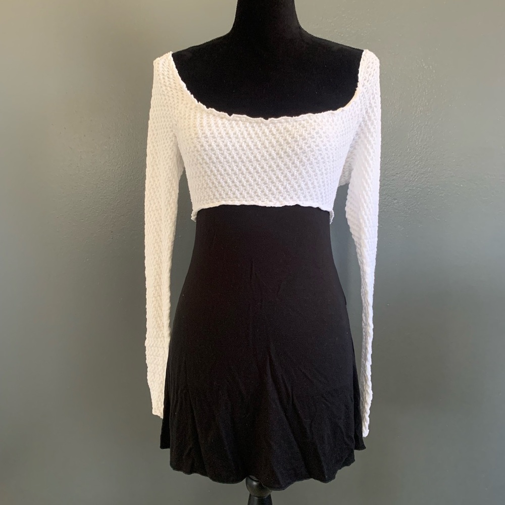 Body Central Black and White Long Sleeve Dress